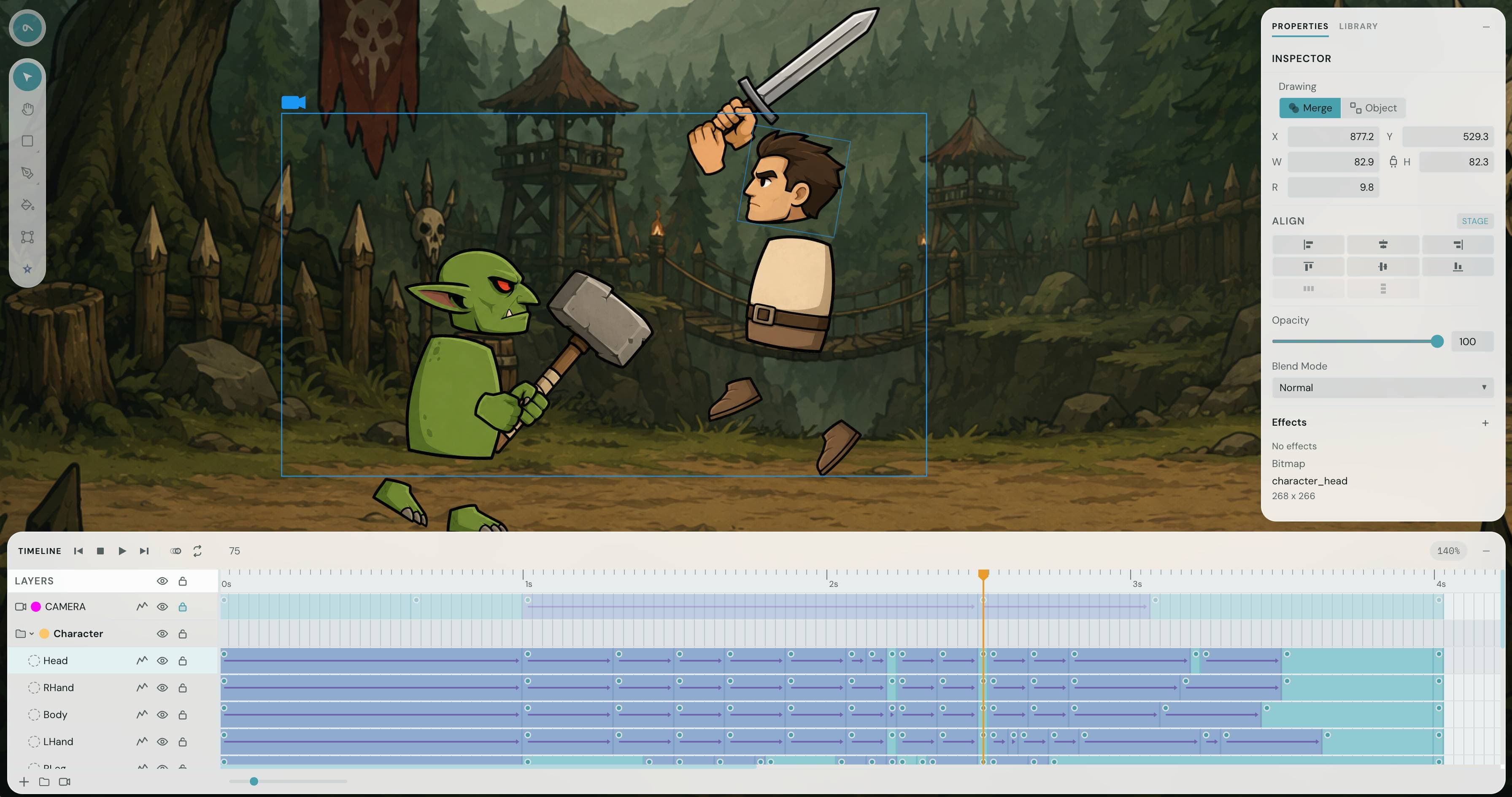 Animation being created in the Sclera editor