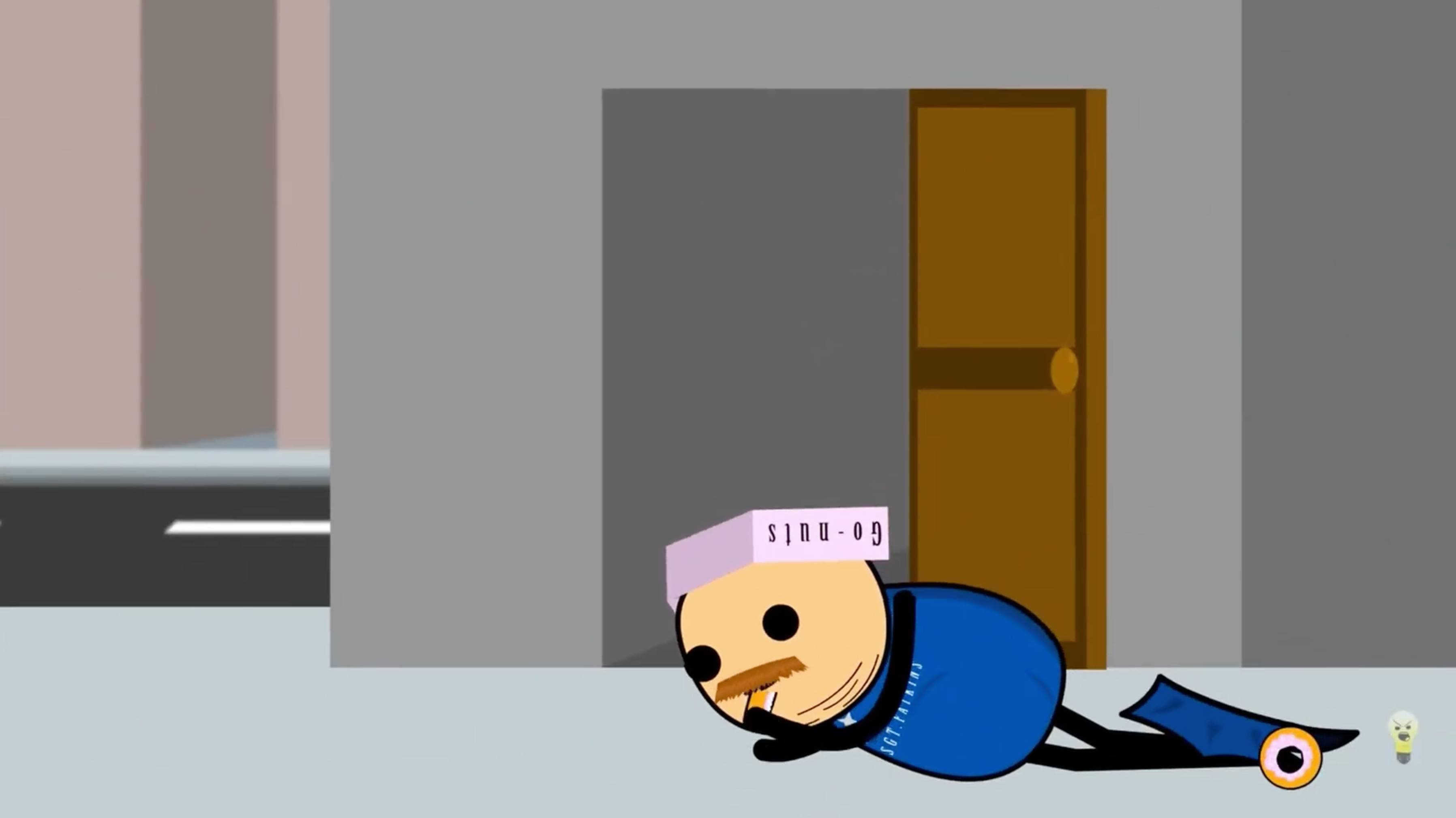Police officer with a donut — character scene